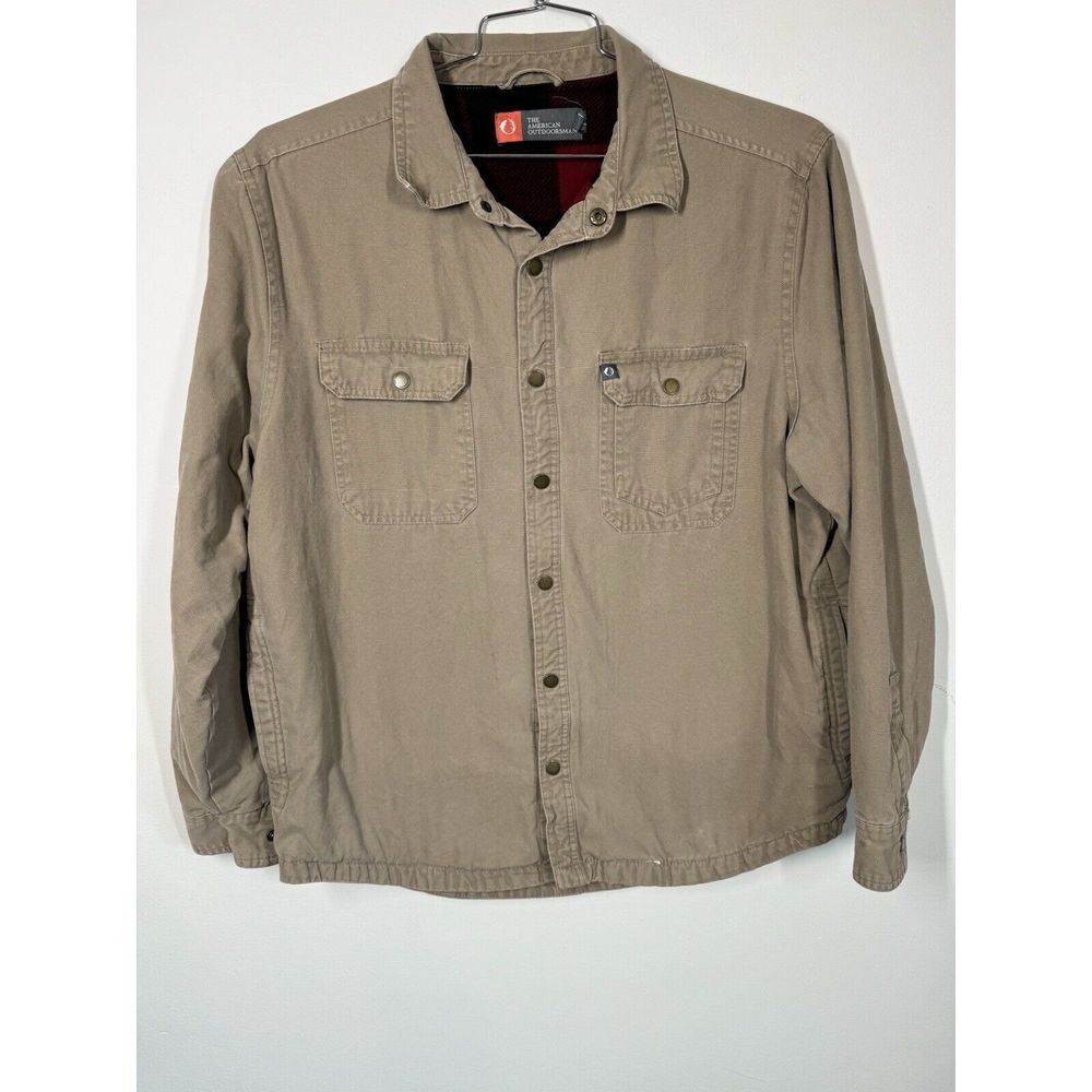 The American Outdoorsman Polar Fleece Lined Canvas Shirt Jacket Heavy‎ Duty Sz L
